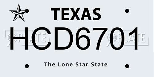 HCD6701 Texas License Plate