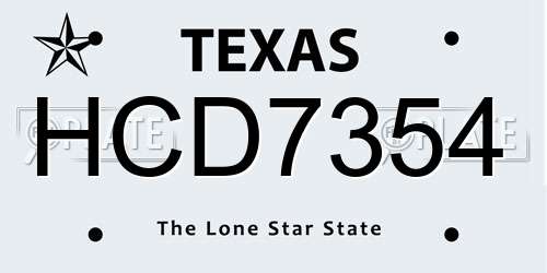 HCD7354 Texas License Plate