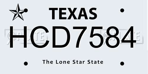 HCD7584 Texas License Plate