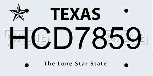 HCD7859 Texas License Plate