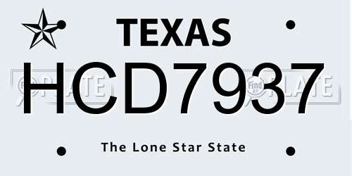 HCD7937 Texas License Plate
