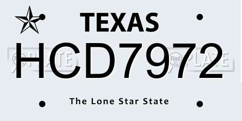 HCD7972 Texas License Plate
