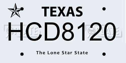 HCD8120 Texas License Plate