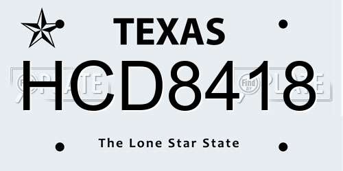 HCD8418 Texas License Plate