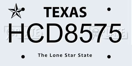 HCD8575 Texas License Plate