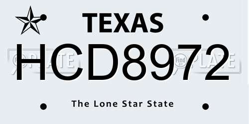HCD8972 Texas License Plate