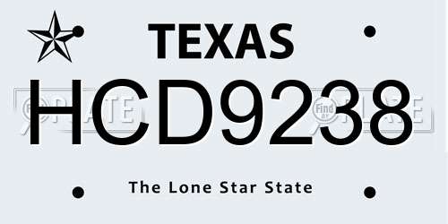 HCD9238 Texas License Plate