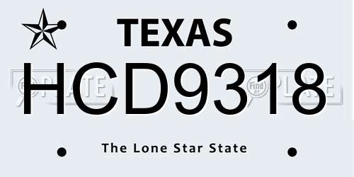 HCD9318 Texas License Plate