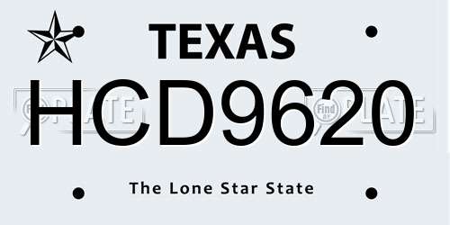 HCD9620 Texas License Plate