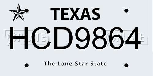 HCD9864 Texas License Plate