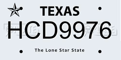 HCD9976 Texas License Plate