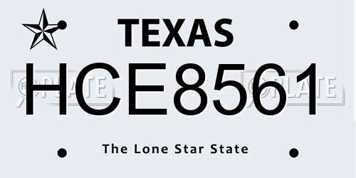 HCE8561 Texas License Plate