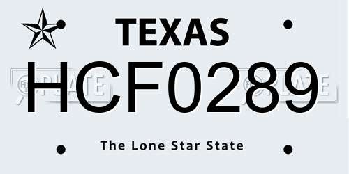 HCF0289 Texas License Plate