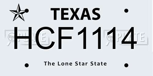 HCF1114 Texas License Plate