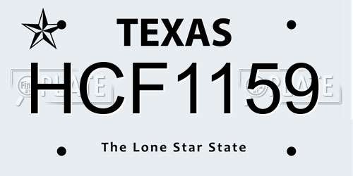 HCF1159 Texas License Plate