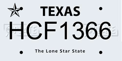 HCF1366 Texas License Plate