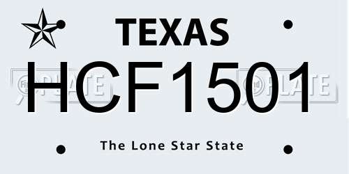 HCF1501 Texas License Plate