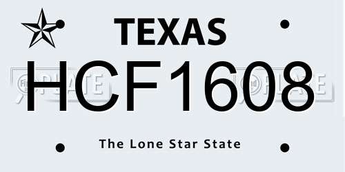HCF1608 Texas License Plate