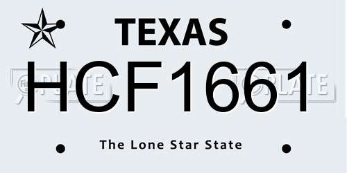 HCF1661 Texas License Plate