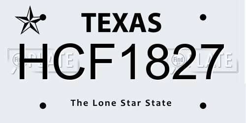 HCF1827 Texas License Plate