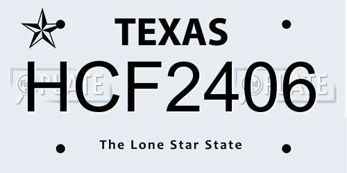 HCF2406 Texas License Plate