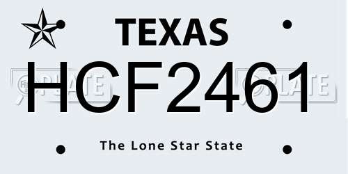 HCF2461 Texas License Plate