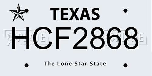 HCF2868 Texas License Plate