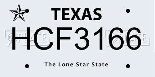 HCF3166 Texas License Plate