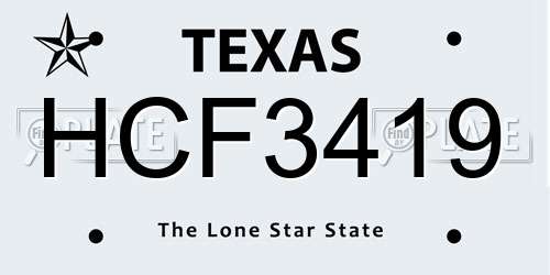 HCF3419 Texas License Plate