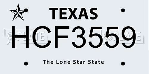 HCF3559 Texas License Plate