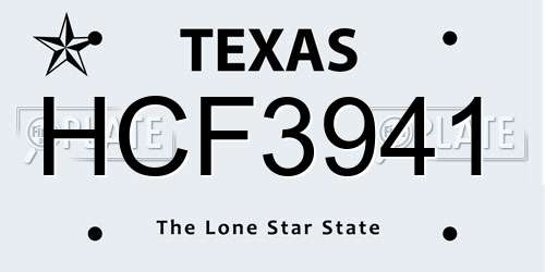 HCF3941 Texas License Plate