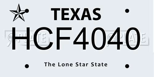 HCF4040 Texas License Plate