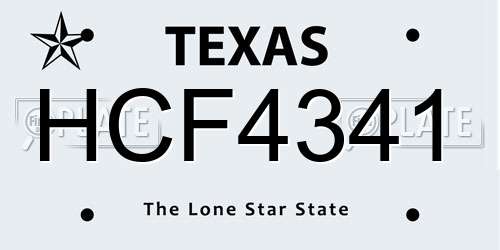 HCF4341 Texas License Plate