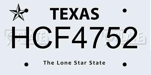 HCF4752 Texas License Plate