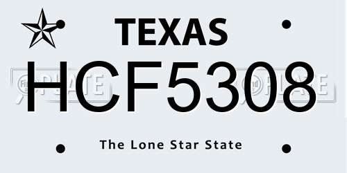 HCF5308 Texas License Plate
