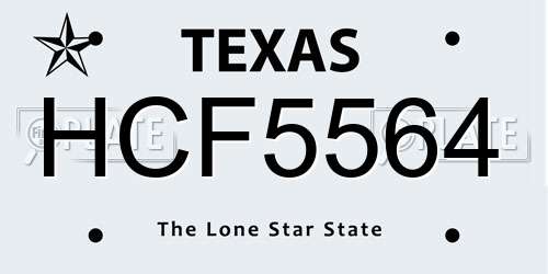 HCF5564 Texas License Plate