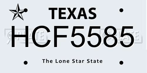 HCF5585 Texas License Plate