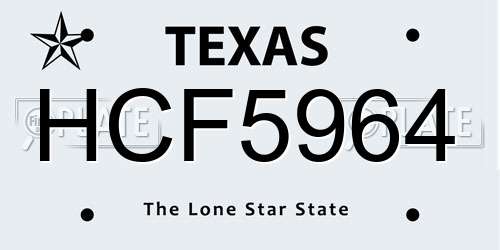 HCF5964 Texas License Plate