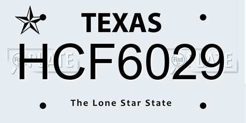 HCF6029 Texas License Plate