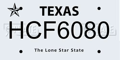 HCF6080 Texas License Plate