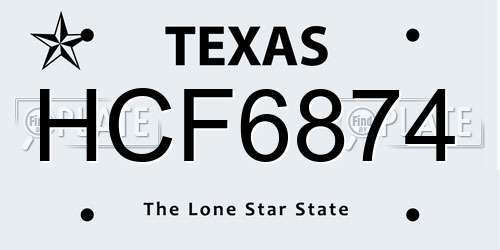 HCF6874 Texas License Plate