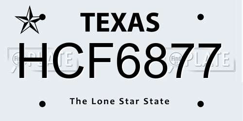 HCF6877 Texas License Plate