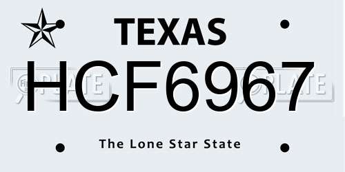HCF6967 Texas License Plate