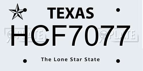 HCF7077 Texas License Plate