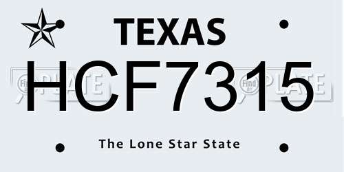 HCF7315 Texas License Plate