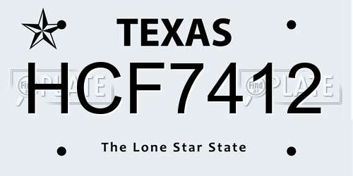 HCF7412 Texas License Plate