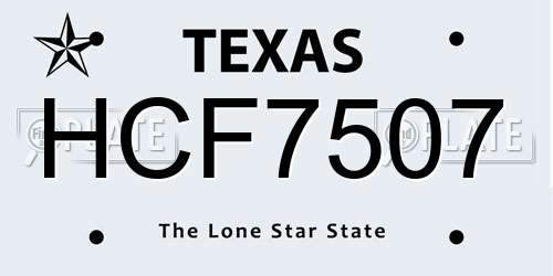 HCF7507 Texas License Plate