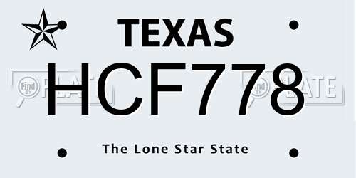 HCF778 Texas License Plate