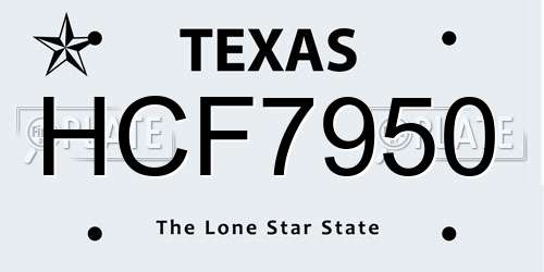 HCF7950 Texas License Plate