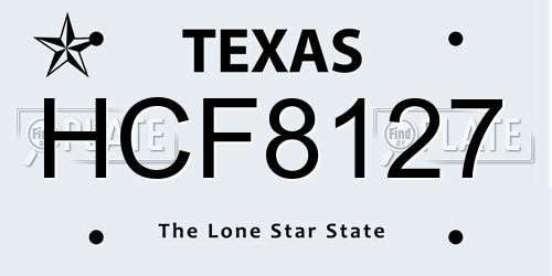HCF8127 Texas License Plate